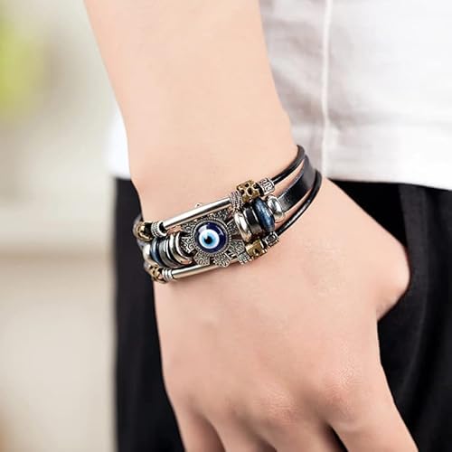 leather evil eye bracelet