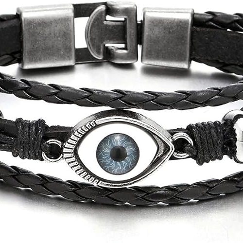 leather evil eye bracelet