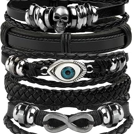 leather evil eye bracelet