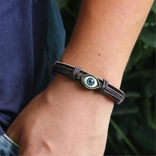 leather evil eye bracelet