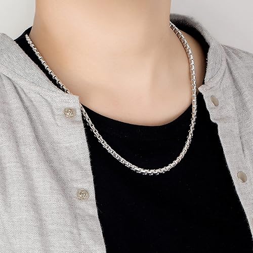 box silver chain for men