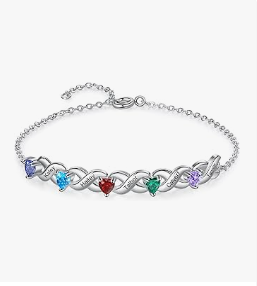 birthstone heart bracelets