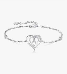 initials and monograms heart bracelets