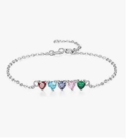 birthstone personalized heart bracelets