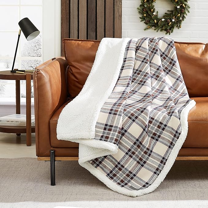 eddie bauer plush sherpa fleece blanket